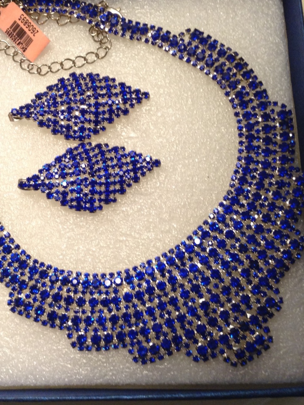Blue Adjustable Bib Necklace And Earrings Set Looks Like Tanzanite Or Sapphire